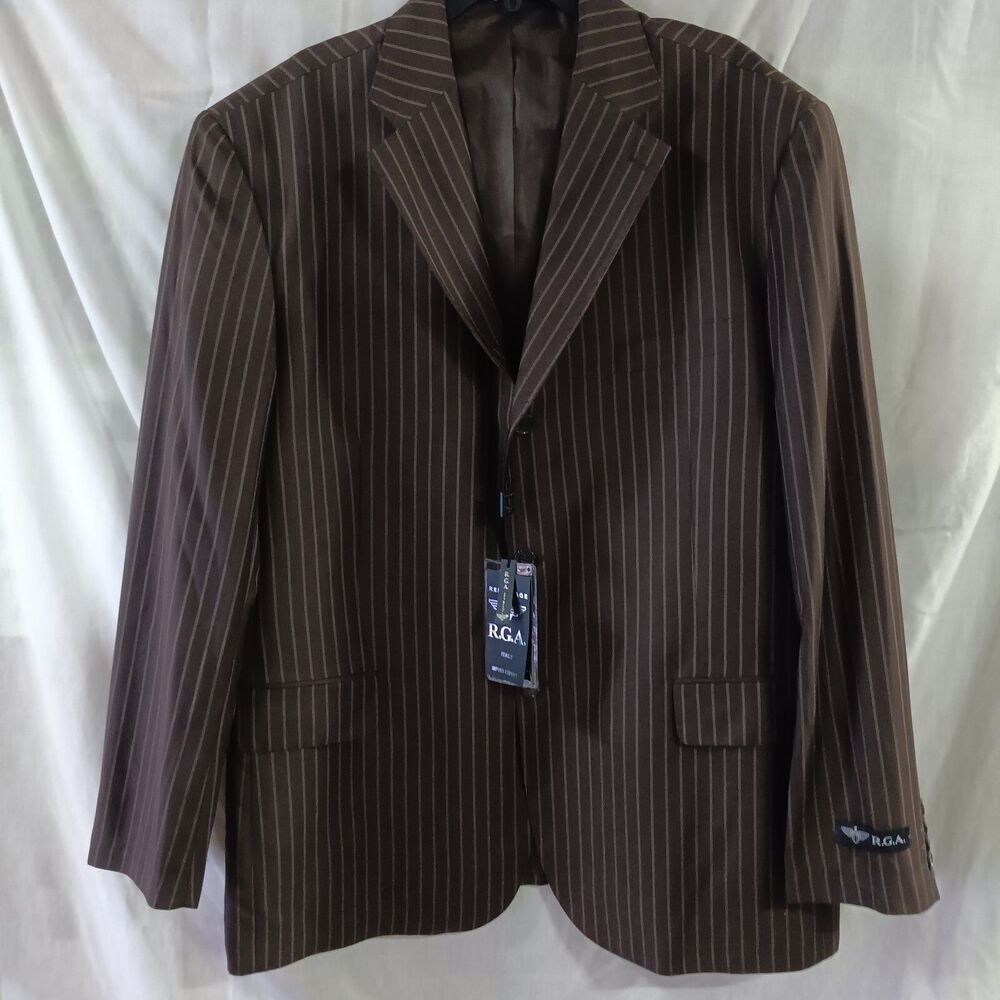 NWT Reportage RGA Made In Italy Striped Suit Jacket Sz 40 Hip Hop Church